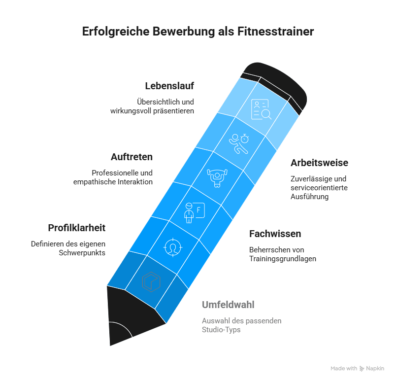 Infografik mit Tipps für die Bewerbung als Fitnesstrainer.